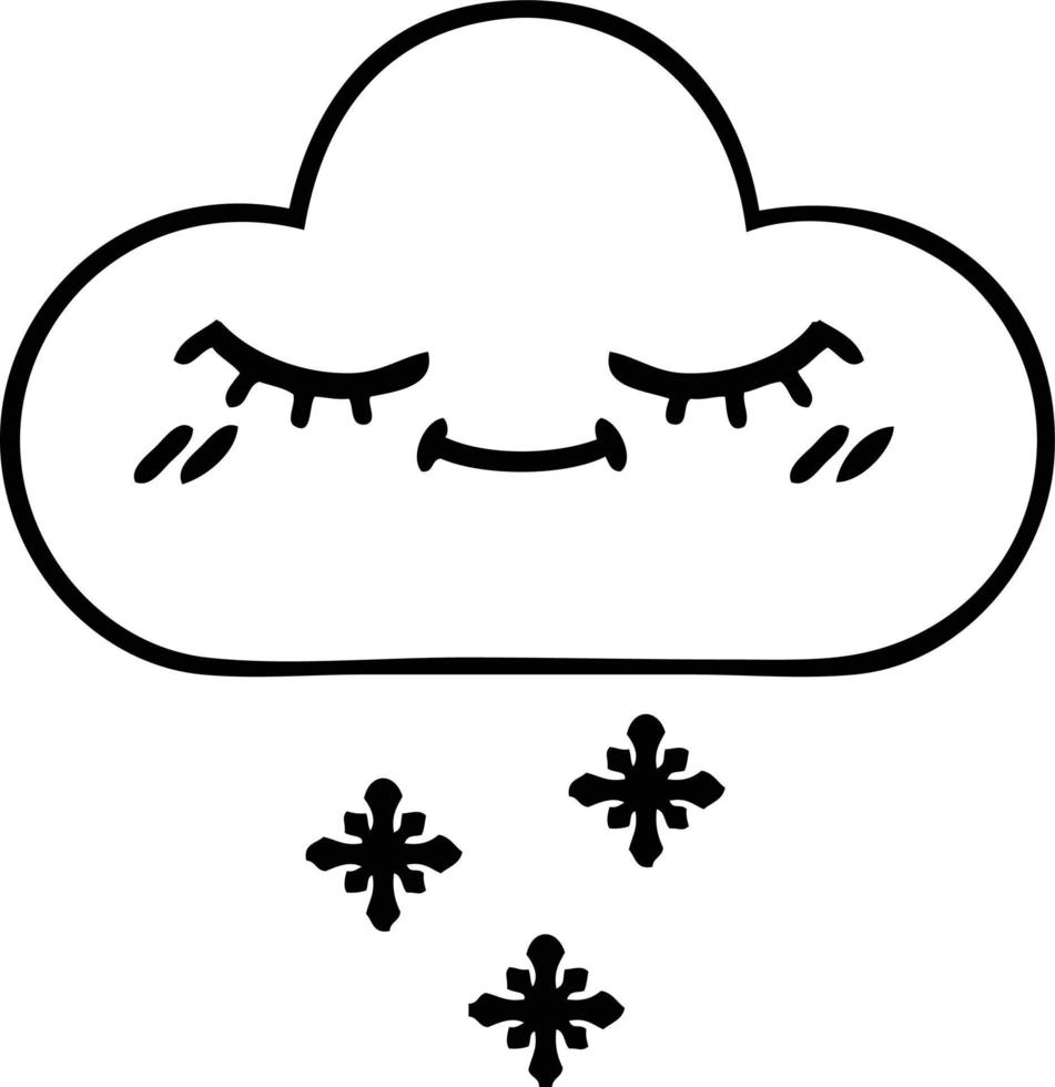 line drawing cartoon snow cloud vector