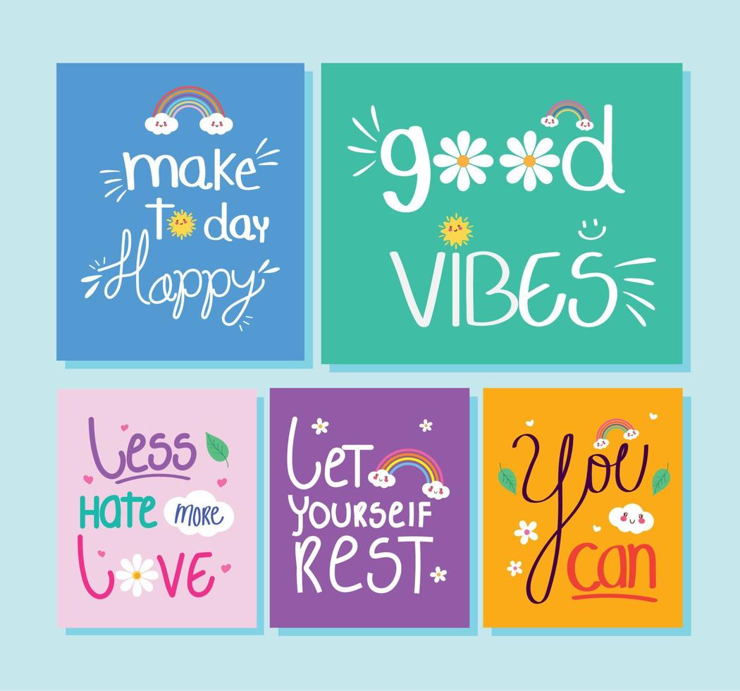five mini positive posters vector