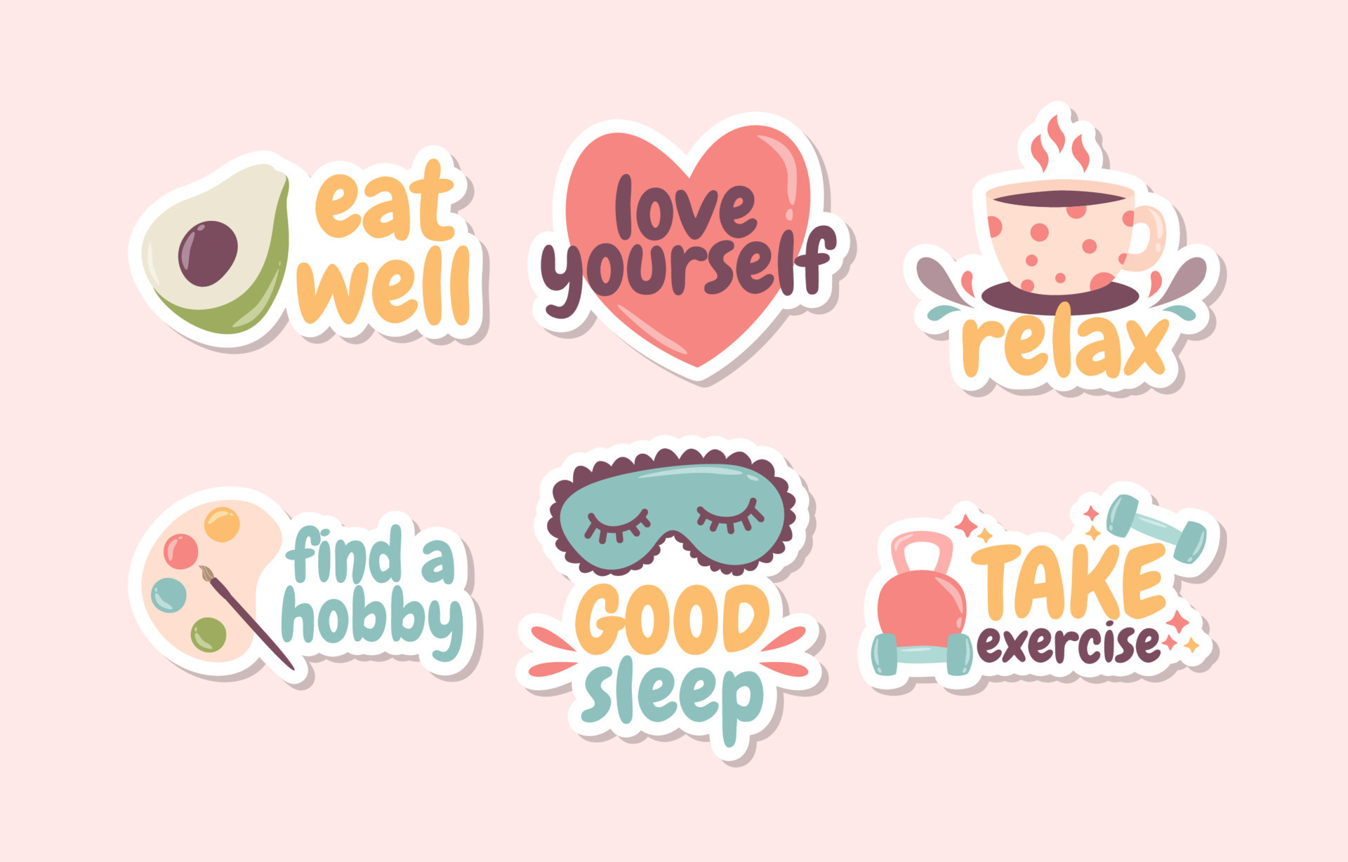 Self Care Doodle Hand Drawn Sticker 10349997 Vector Art at Vecteezy