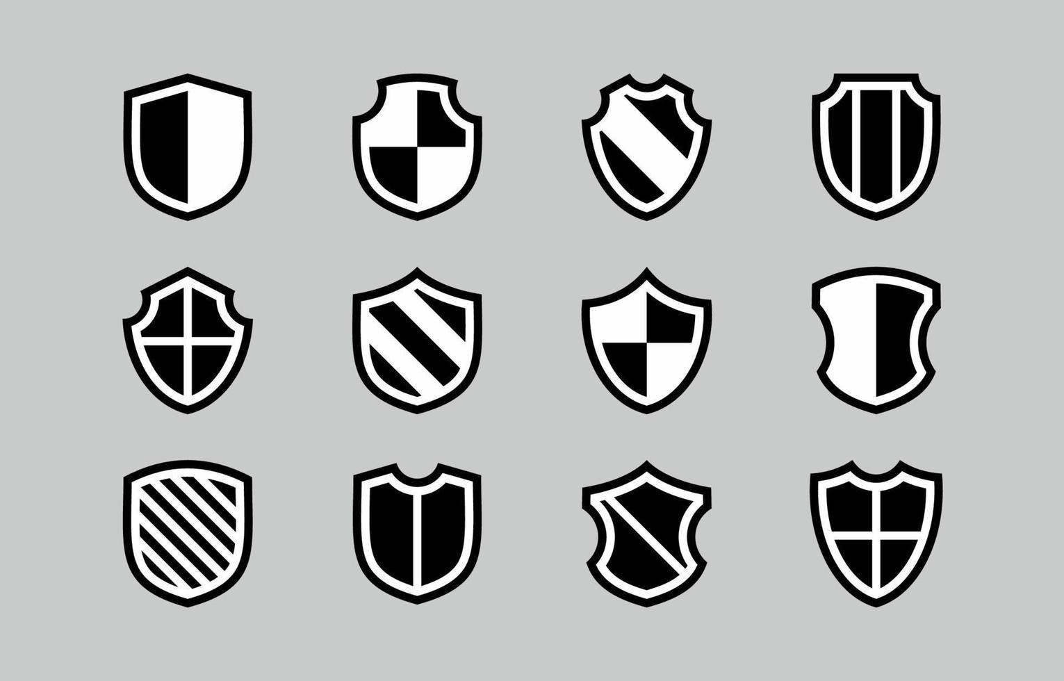 colección de iconos de color plano en negrita con forma de escudo vector