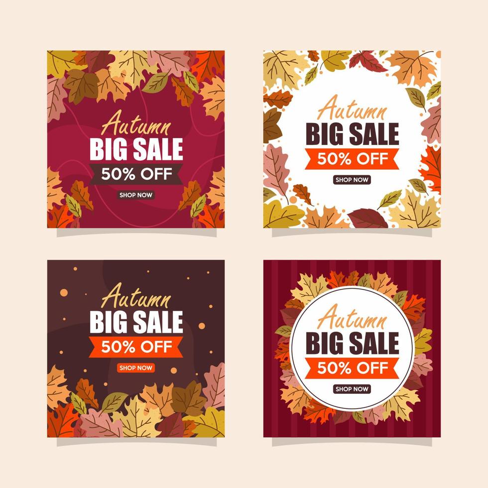 colección de plantillas de redes sociales de rebajas de otoño vector