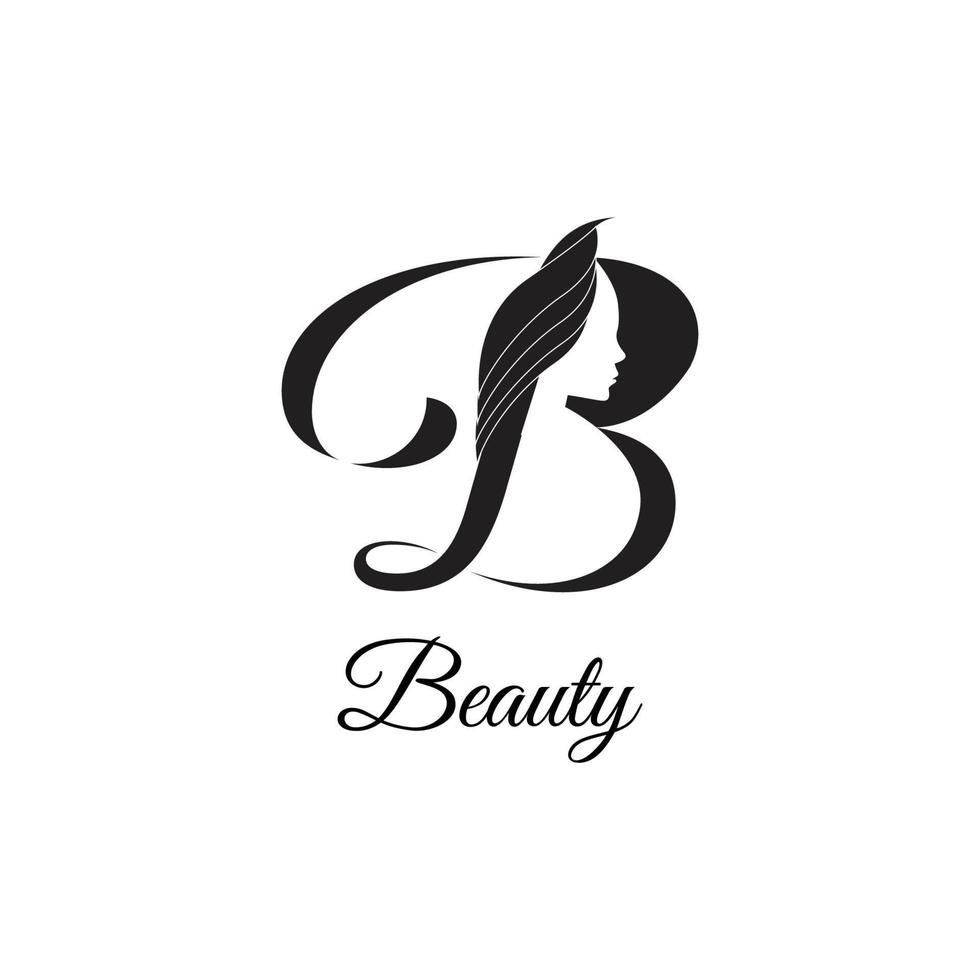 concepto de logotipo de mujer de belleza letra b vector