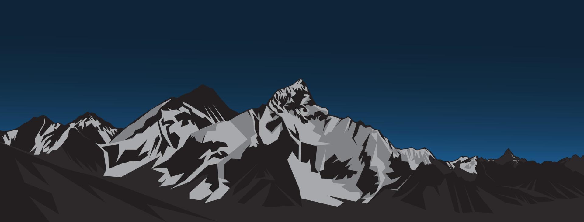 ilustración de vector de paisaje de montaña everest con tamaño ultra ancho