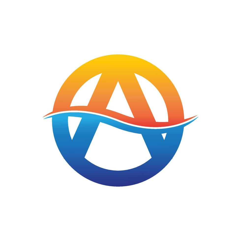 circle letter A logo with wave illustration vector