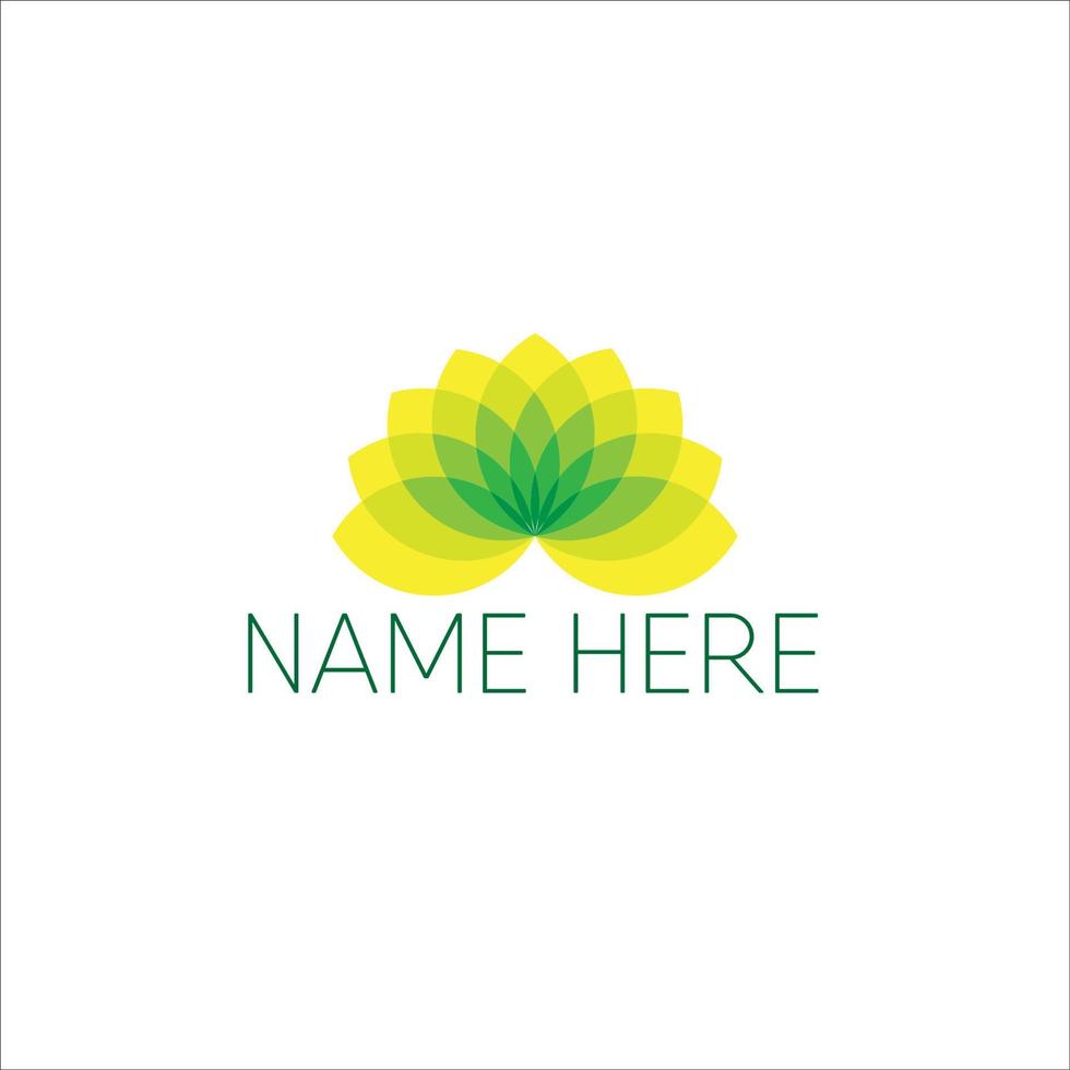 green to yellow lotus flower logo with name vector