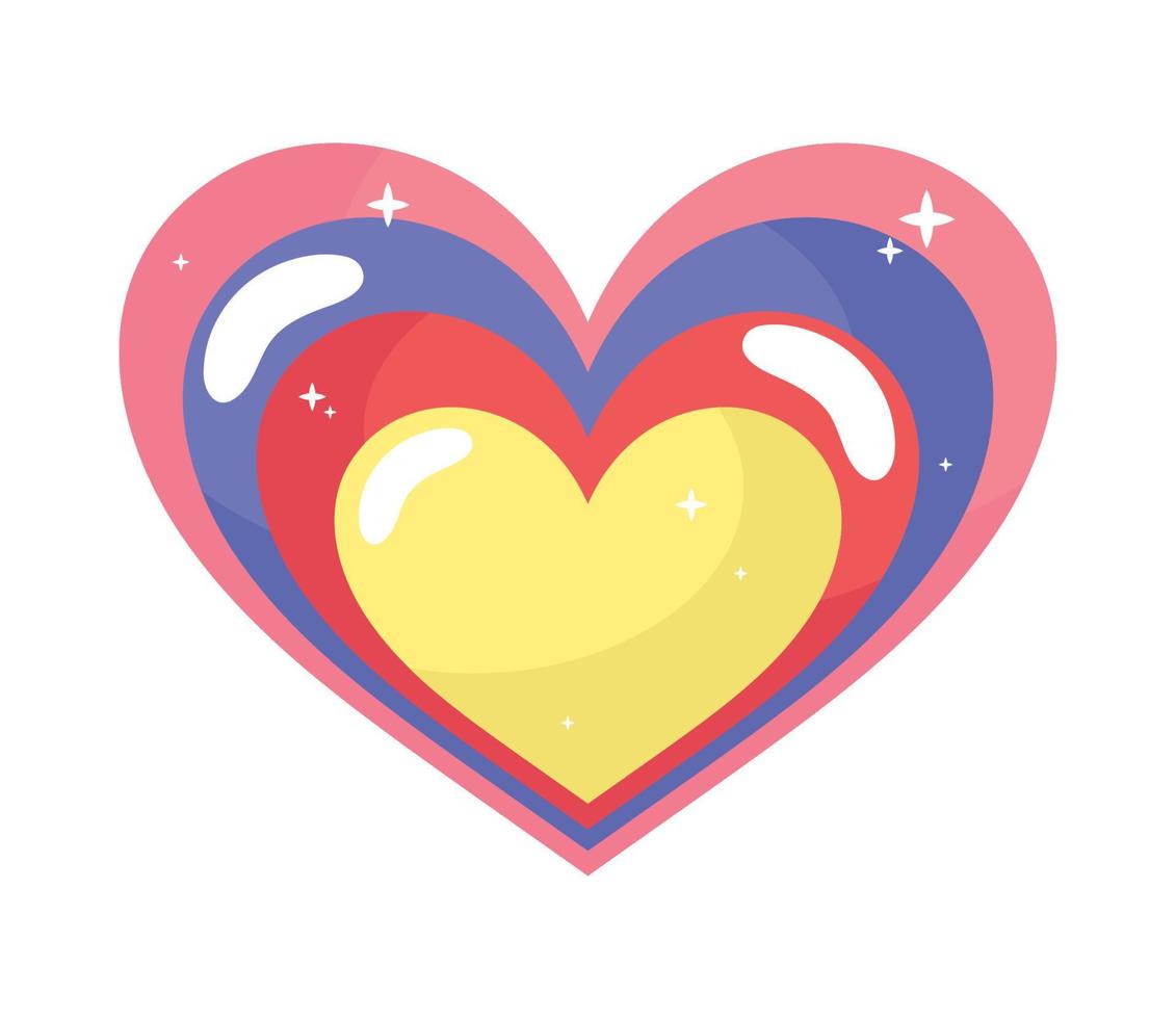 corazón con colores del arco iris vector