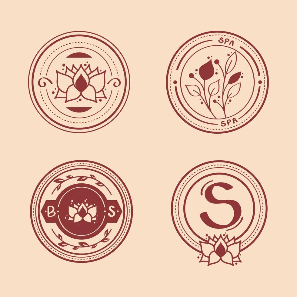 four spa emblems icons vector