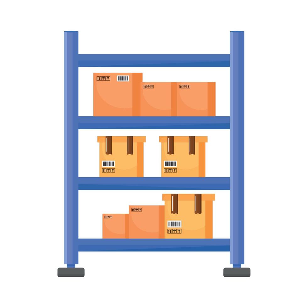 store shelving with boxes vector