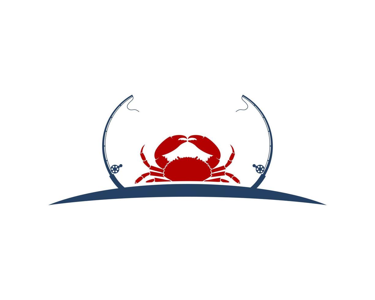 Red Crab With fishing rood in both sides vector