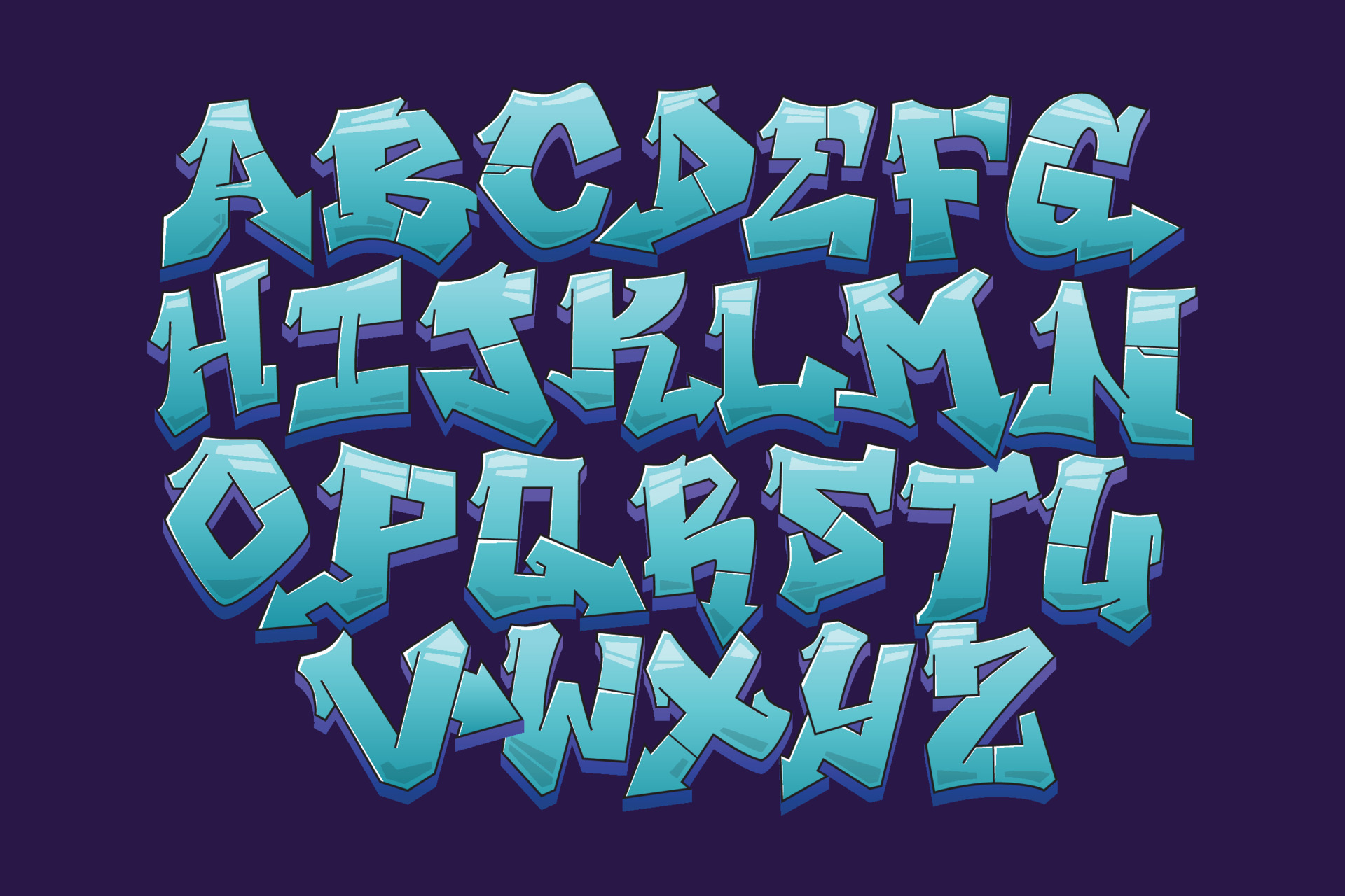 DIGITAL Graffiti Tag Alphabet SVG Lettering Graphic Vector Hand