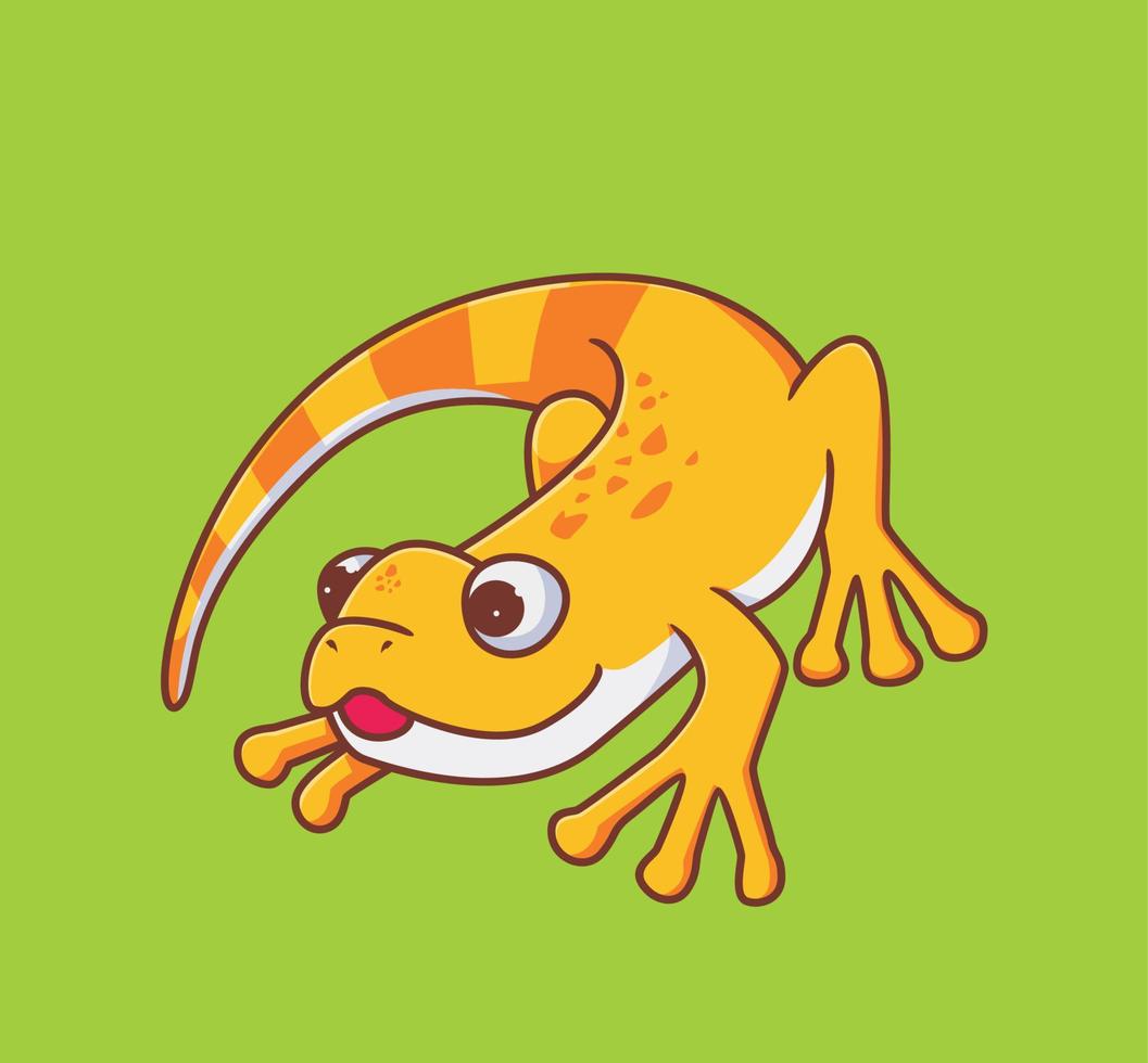 lindo lagarto amarillo. ilustración de animales aislados. vector premium de icono de etiqueta de estilo plano