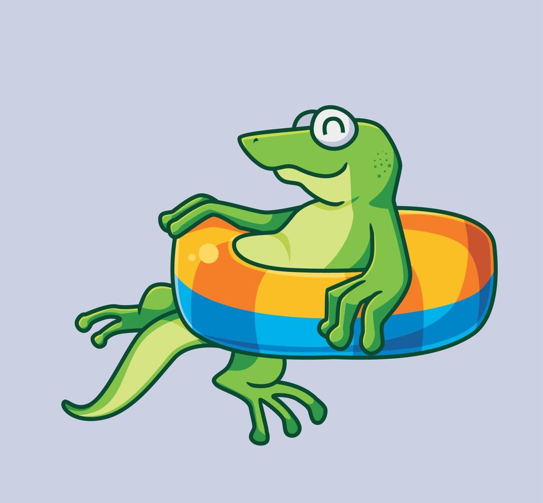 lagarto de vacaciones de verano. ilustración de animales aislados. vector premium de icono de etiqueta de estilo plano