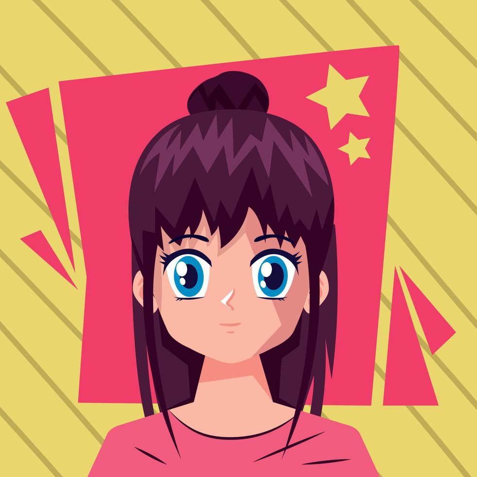 chica anime con estrella vector