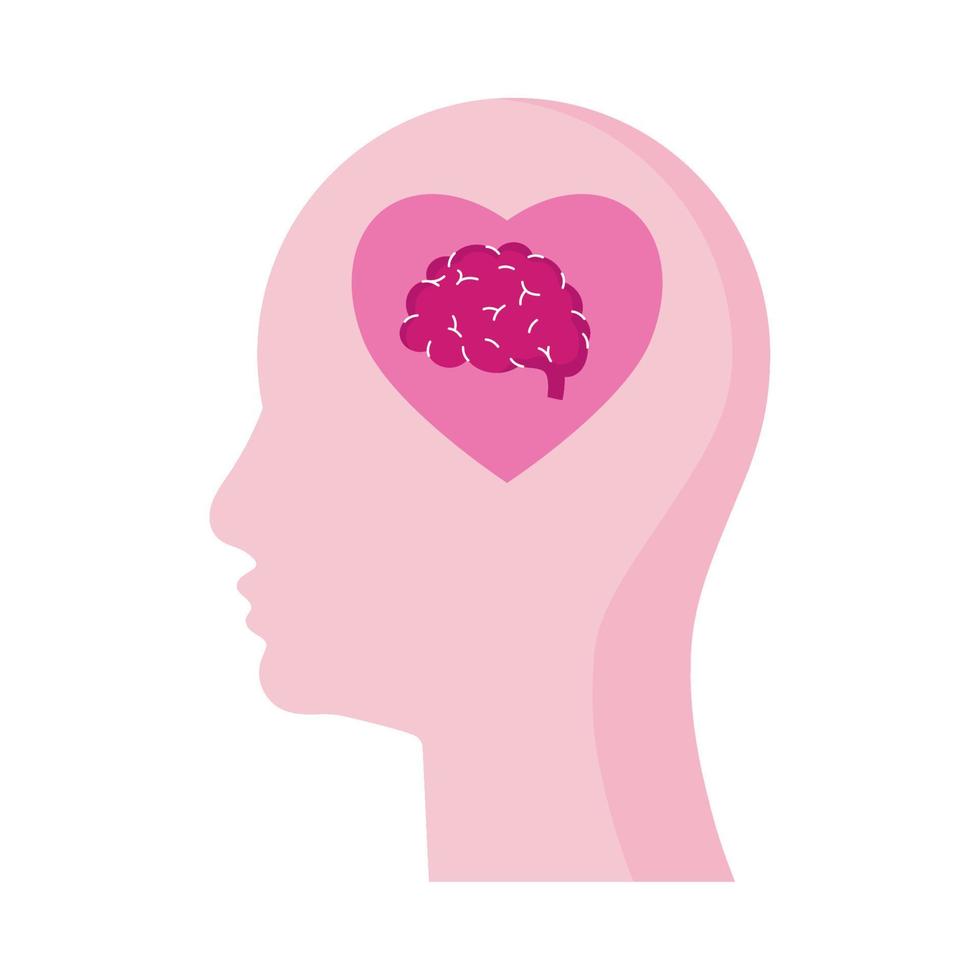 perfil con corazón cerebro vector