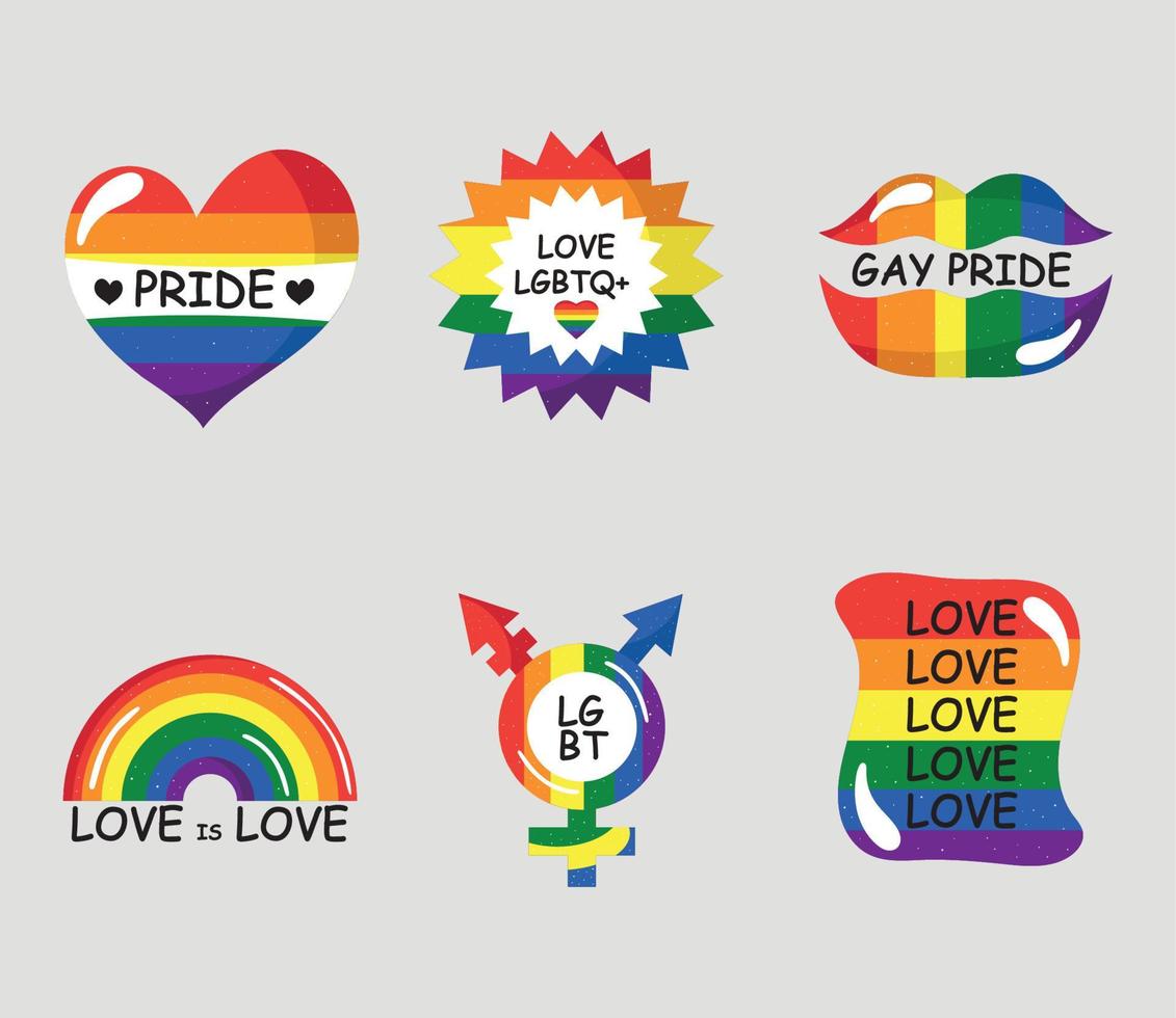 six lgtbi community icons vector