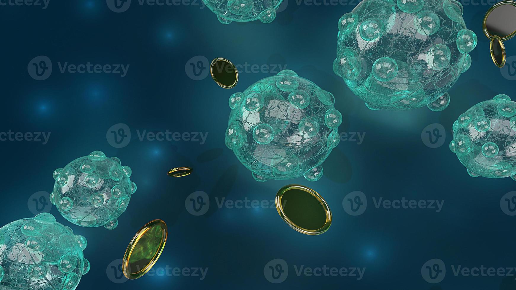 virus in dark tone 3d rendering for  medicine  and  healthcare content. photo