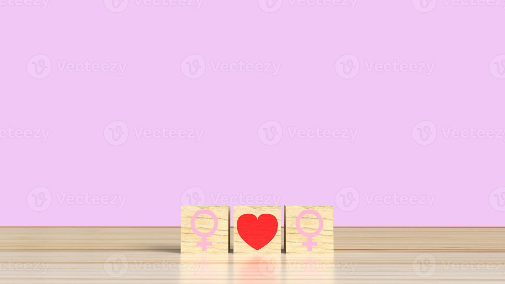 The gender on wooden cube with symbol to love 3d rendering  for valentine day. photo
