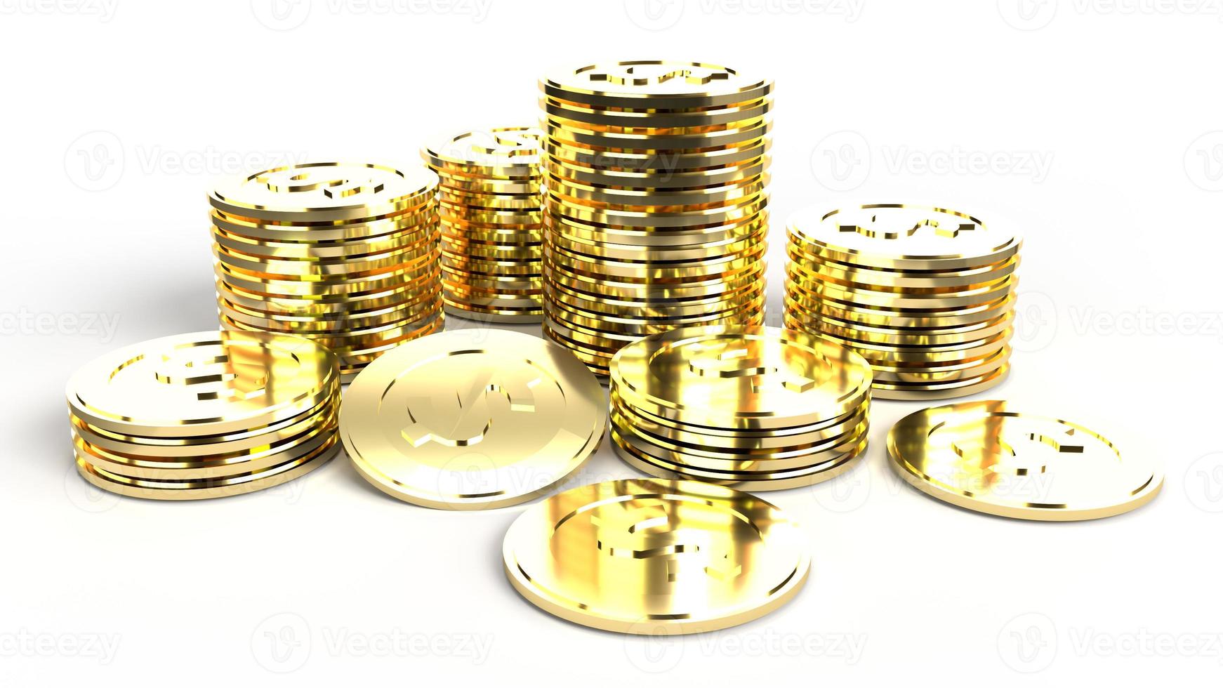 The  gold coins group 3d rendering on white background  for business content. photo