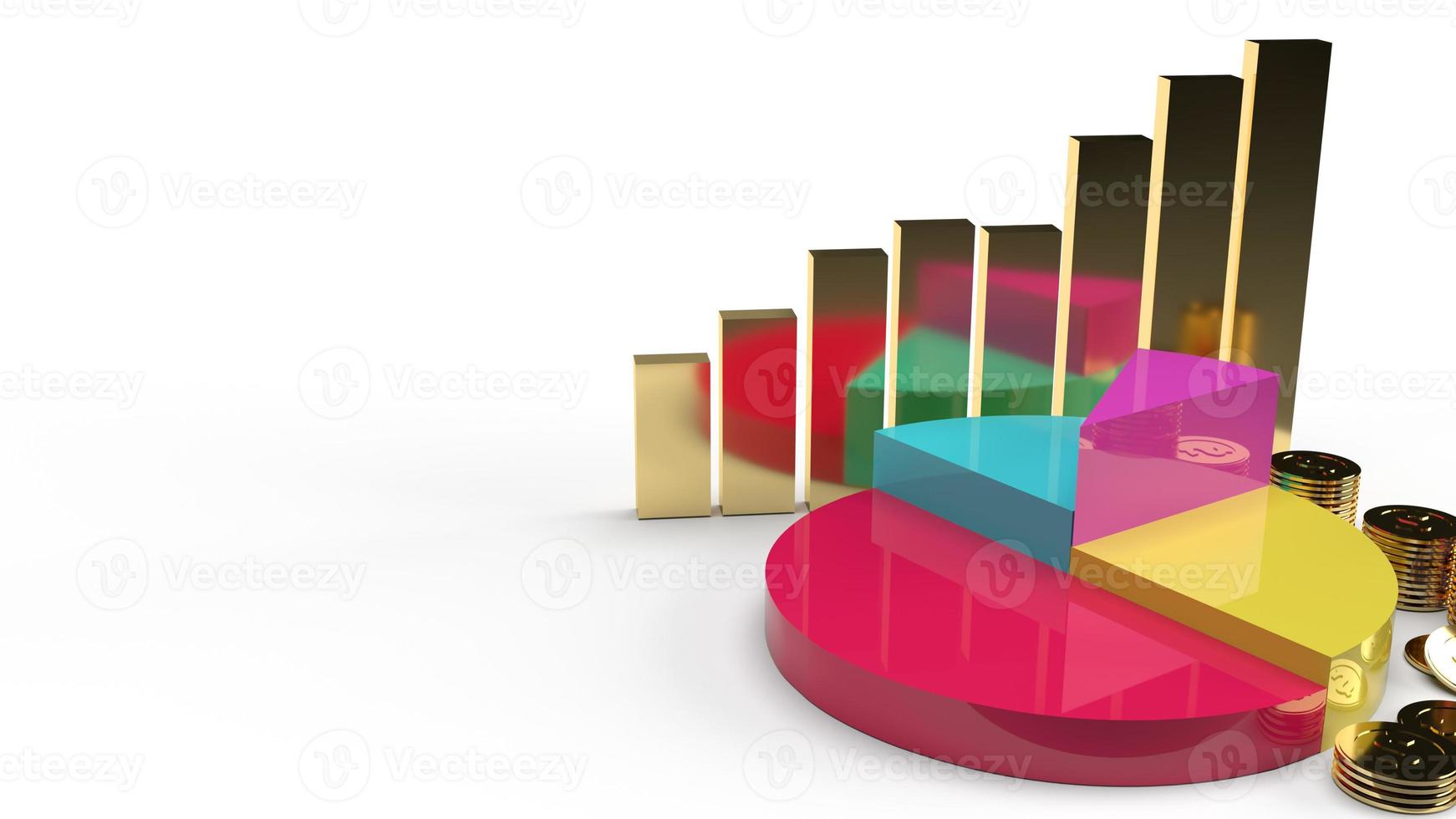 multicoloured pie chart 3d rendering on white background for business content. photo