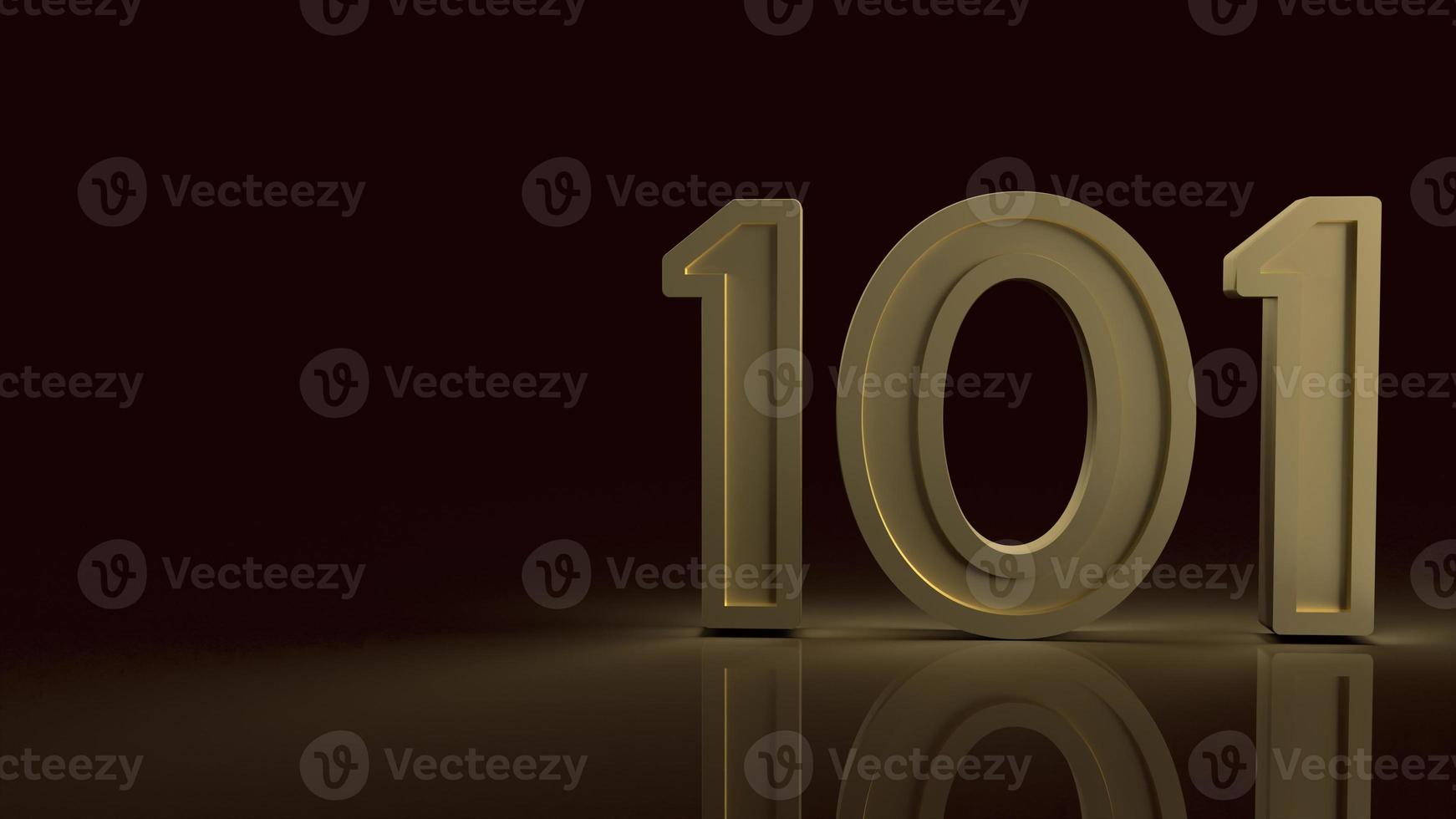 101 gold number 3d rendering  in the dark symbol for beginner concept photo