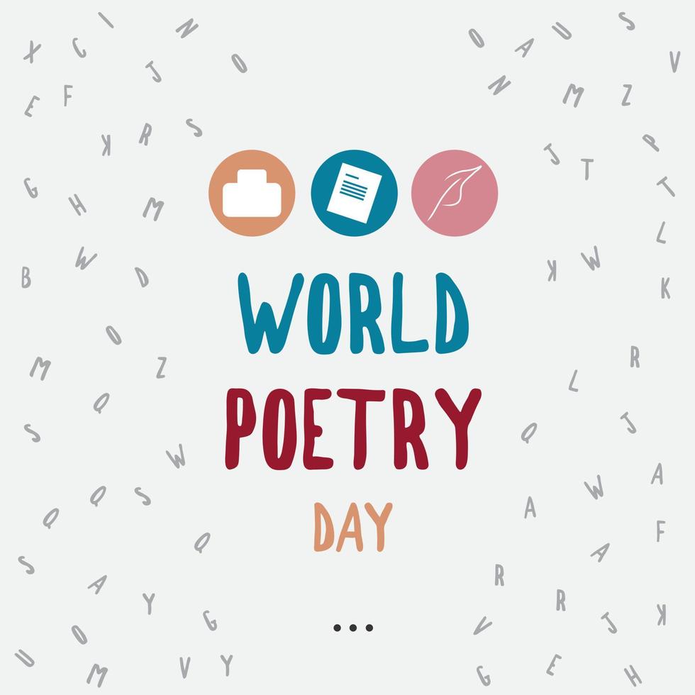 vector illustration of world poetry day with alphabet ornament in left and right