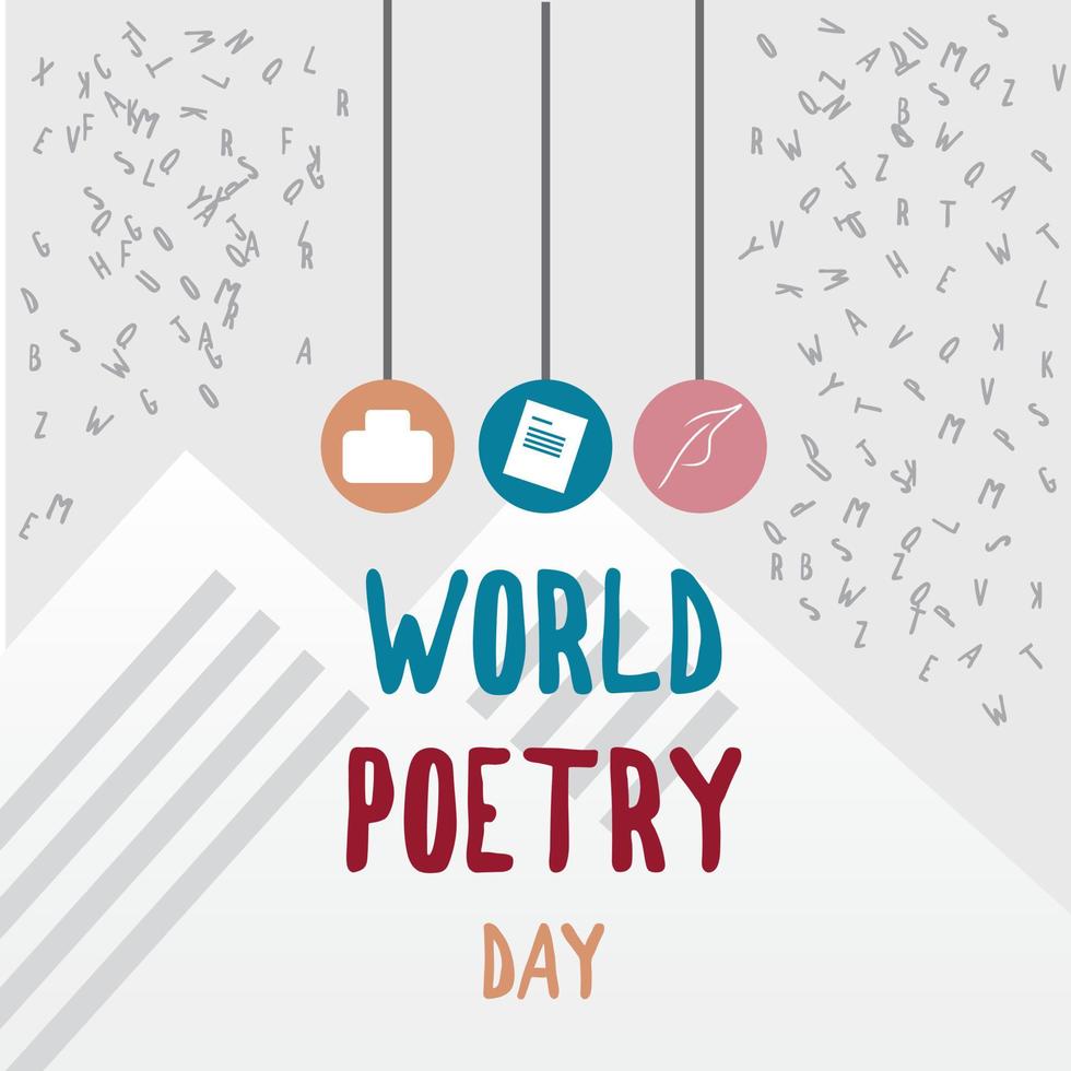 vector illustration of world poetry day with alphabet ornament letter paper and logo