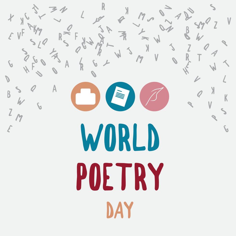 vector illustration of world poetry day with alphabet ornament and logo, suitable for greeting card