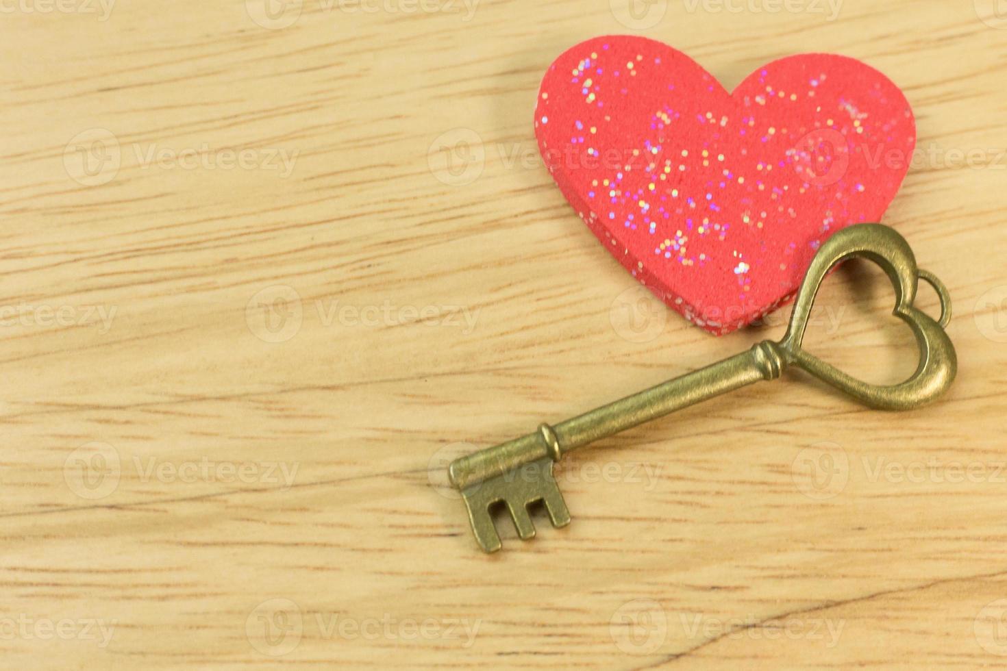 vintage gold  key heart  abstract close up image. photo