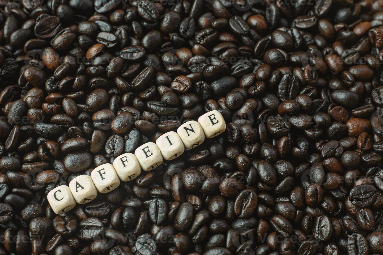 coffee roasted and text wood cube close up image. photo