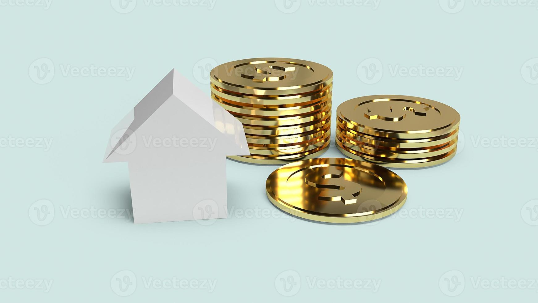 White House and gold coins for property content 3d rendering. photo