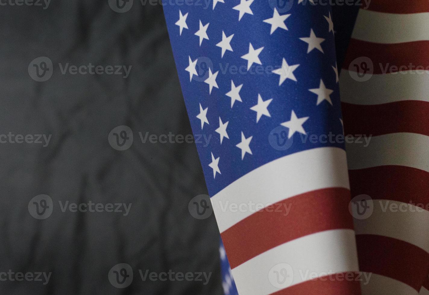 The Veterans Day  concept united states of America flag on black background. photo