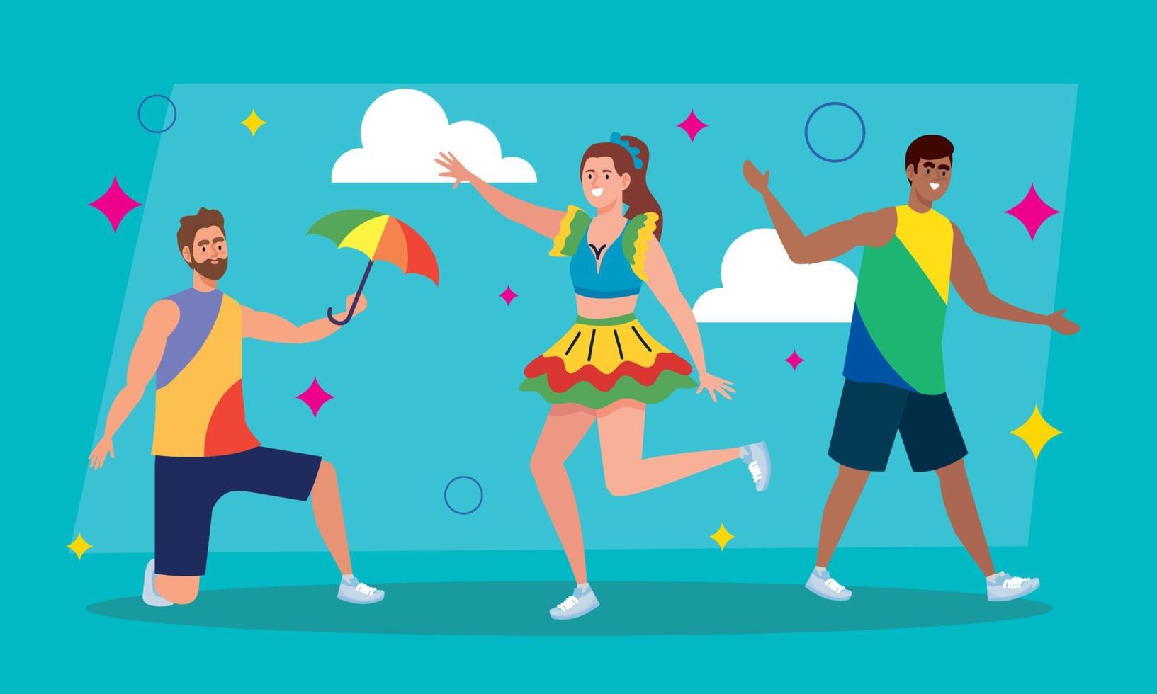 brazilian dancers group characters vector