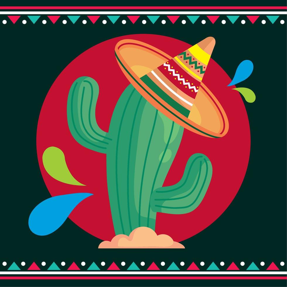 mexican celebration with cactu vector
