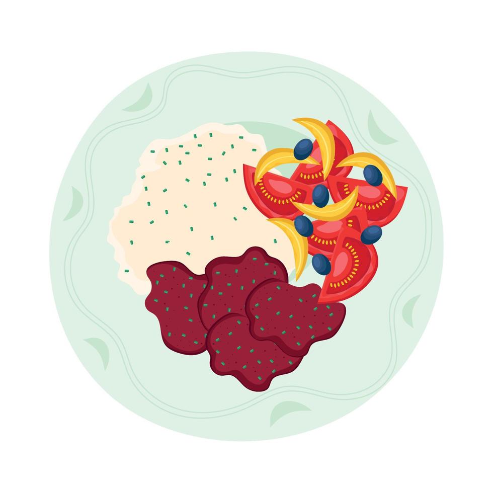 delicious breakfast in dish vector