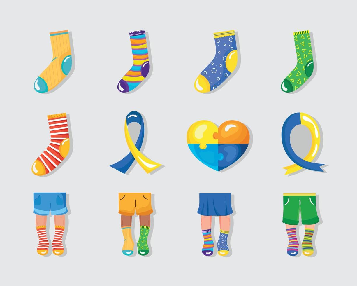 twelve Down Syndrome icons vector