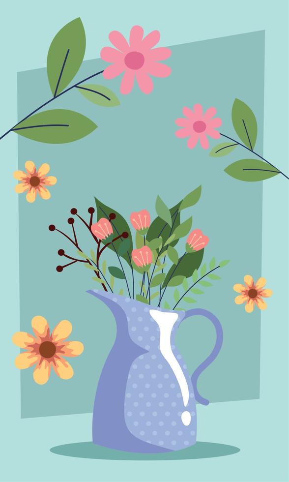 flores de primavera en tetera vector