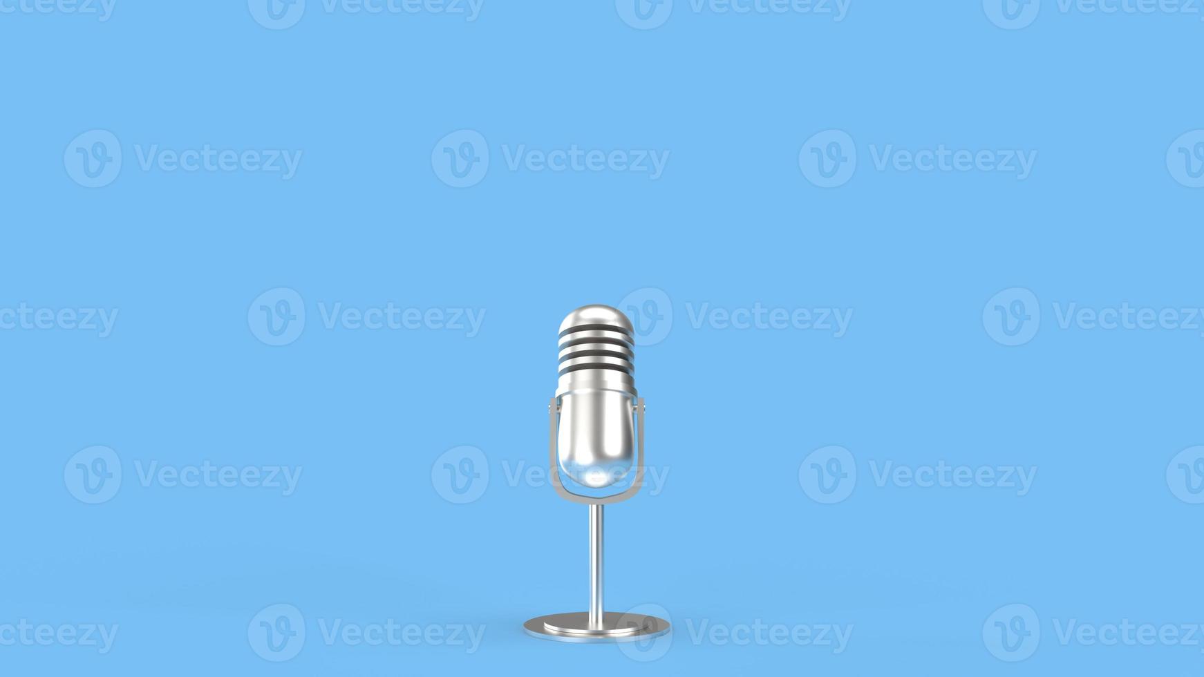 vintage mic on blue background 3d rendering for podcast  content. photo