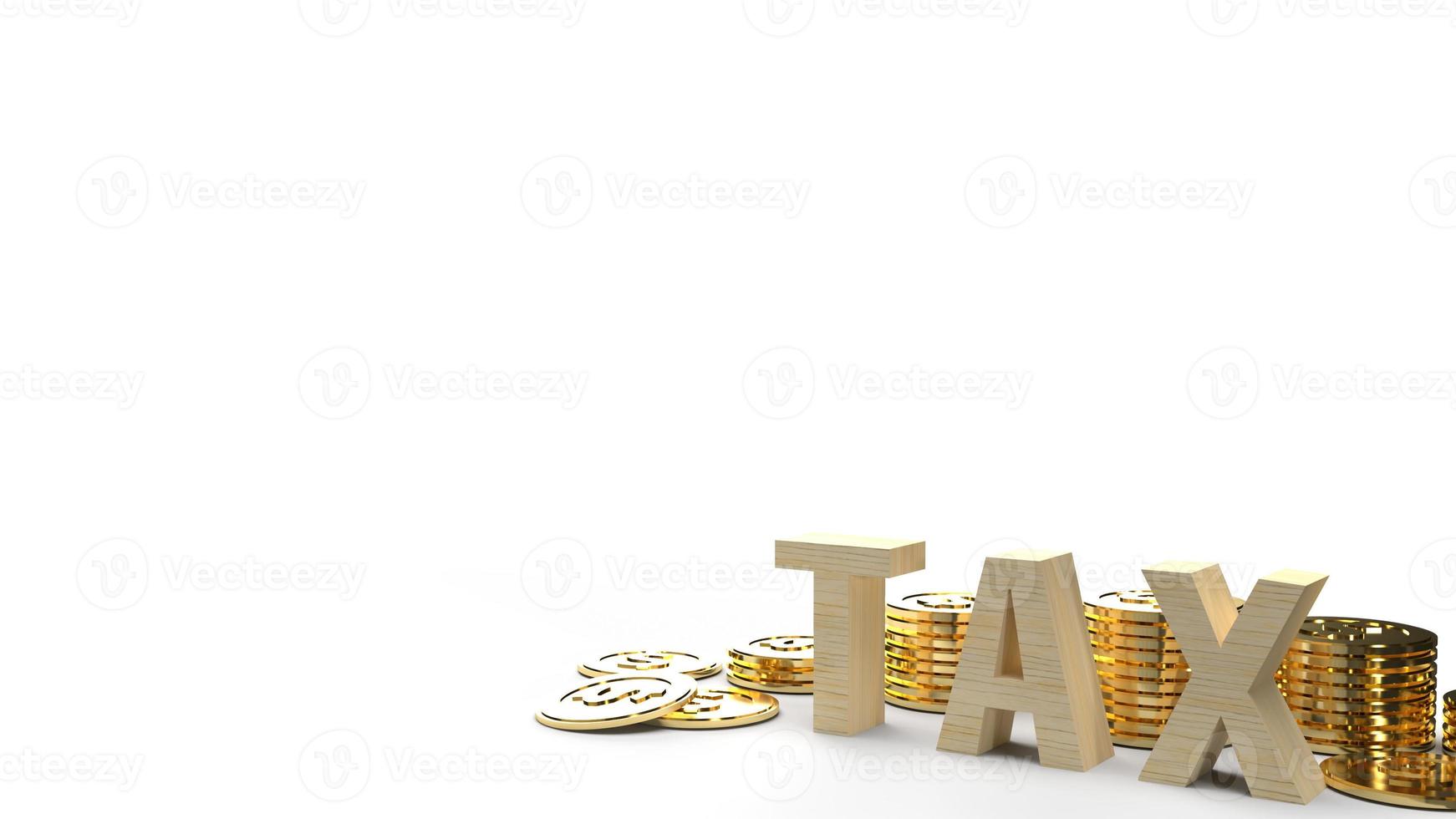 The wood tax and coin 3d rendering image for business content. photo