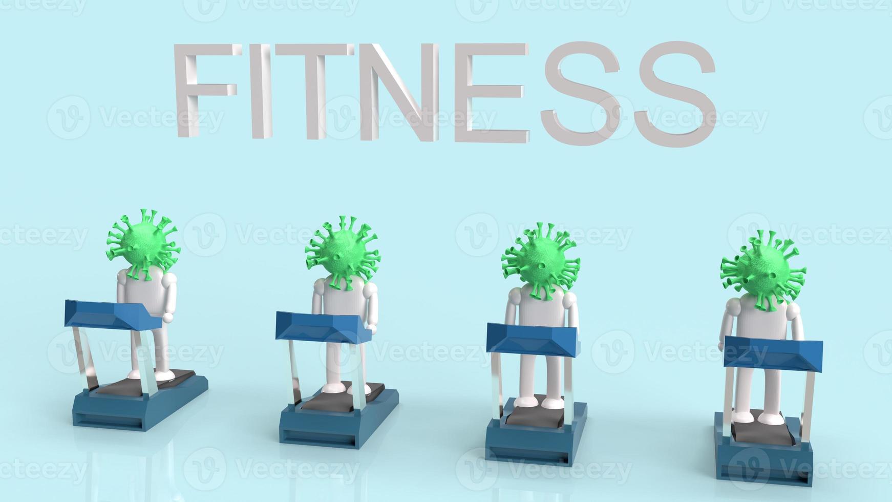 treadmill running and virus 3d rendering for quarantine in fitness content. photo