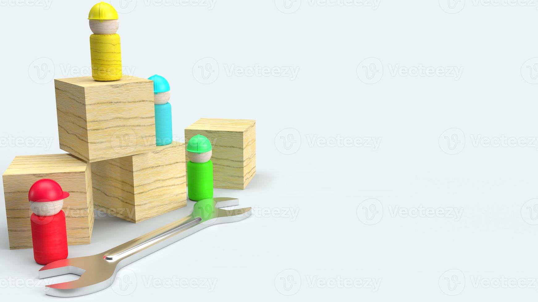 wooden toys on white background  3d rendering for labour day content photo
