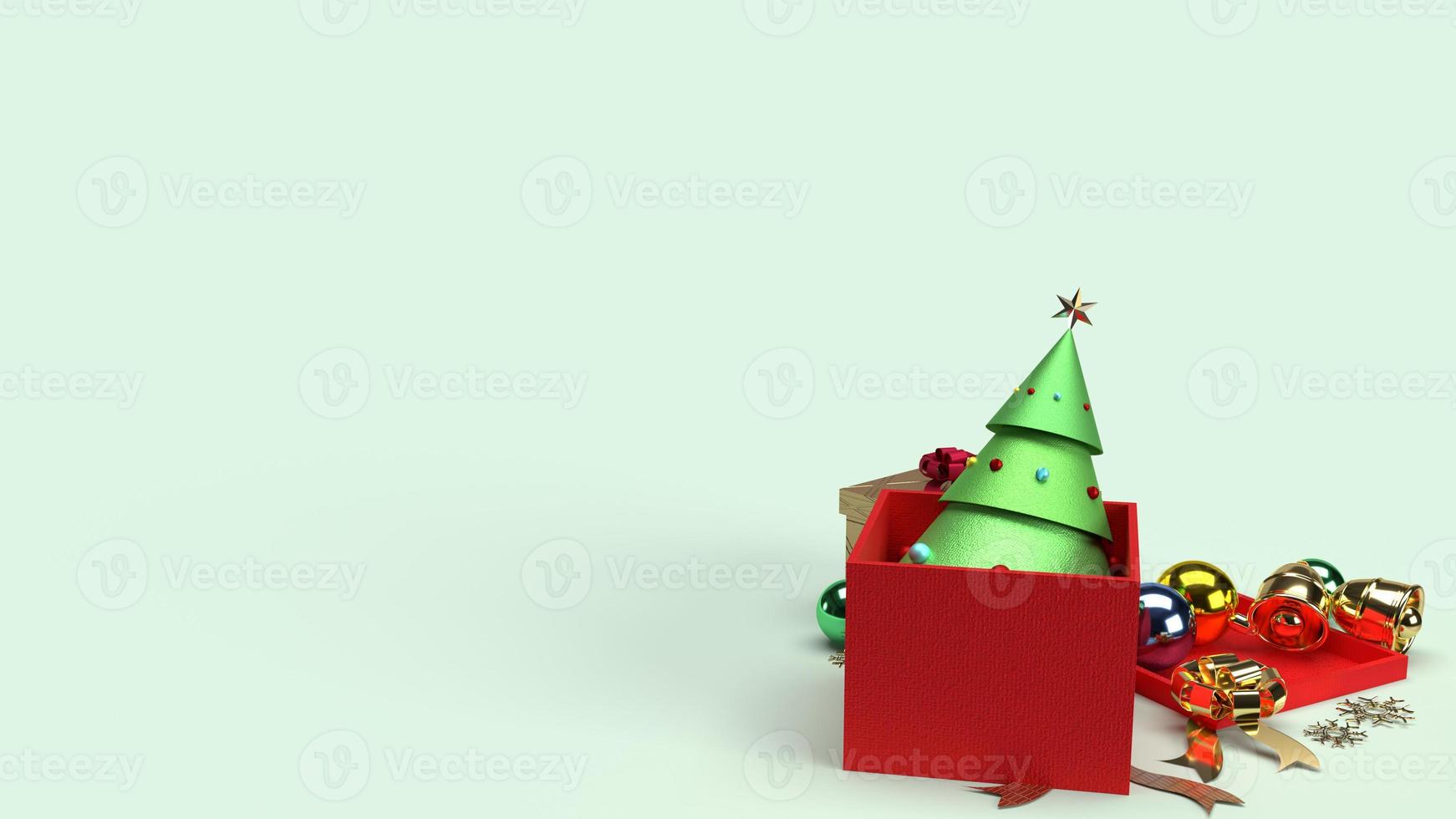 Christmas tree in gift box 3d rendering for Christmas content. photo