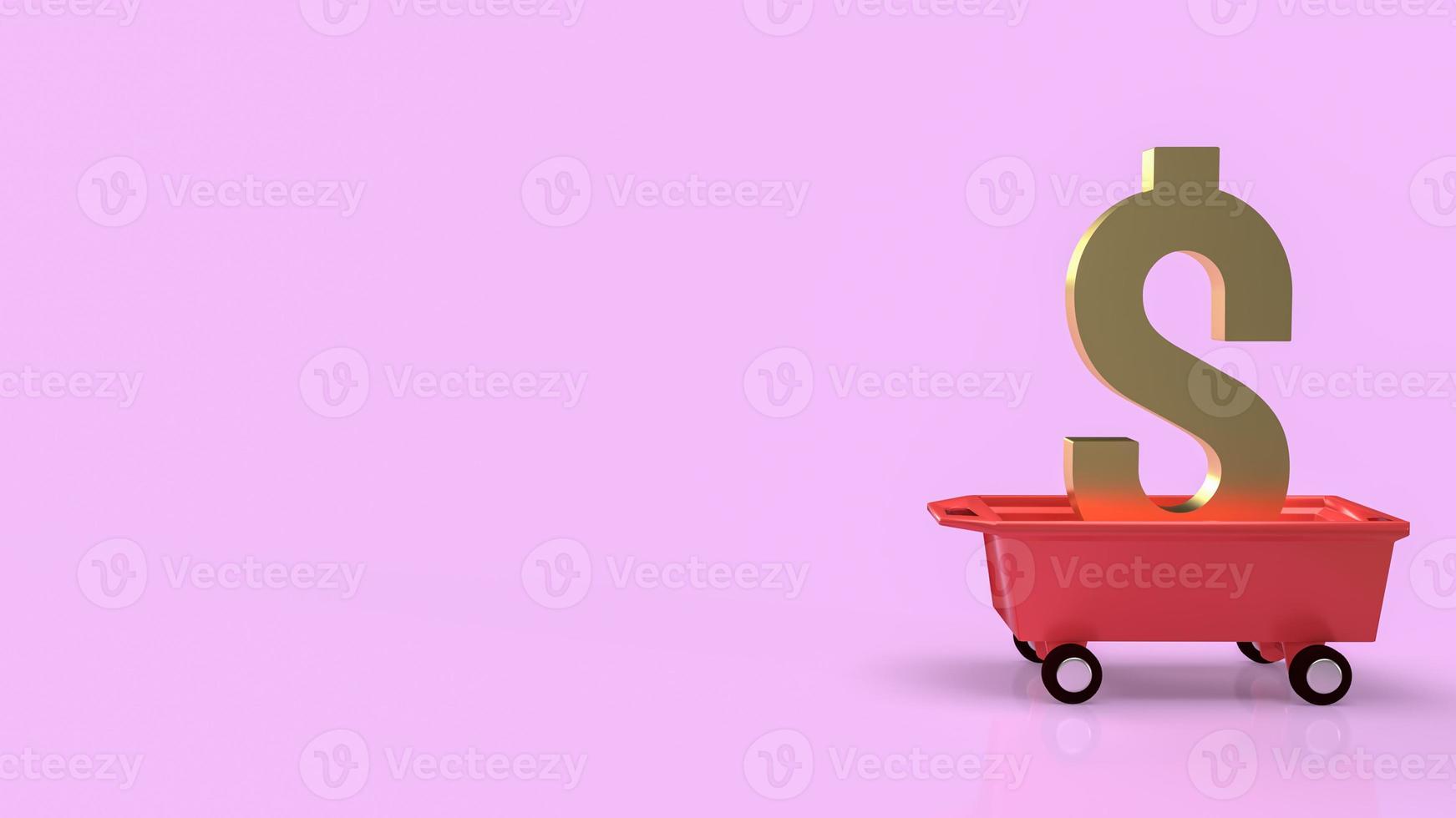 The gold money symbol on trolley cart for business concept 3d rendering photo