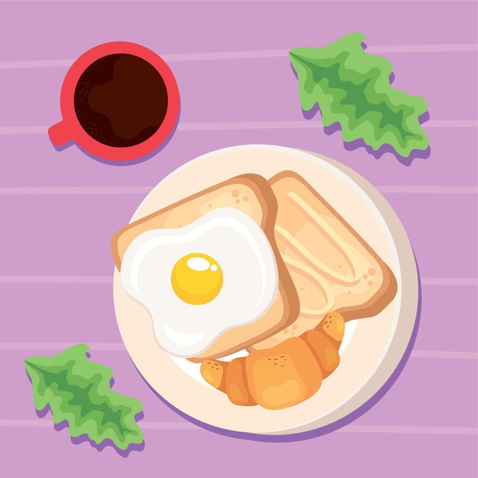 huevo frito con cafe vector