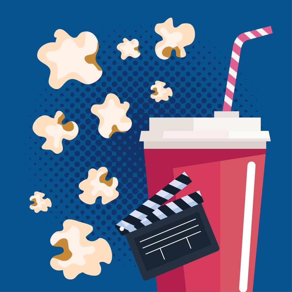clapperboard and popcorn vector