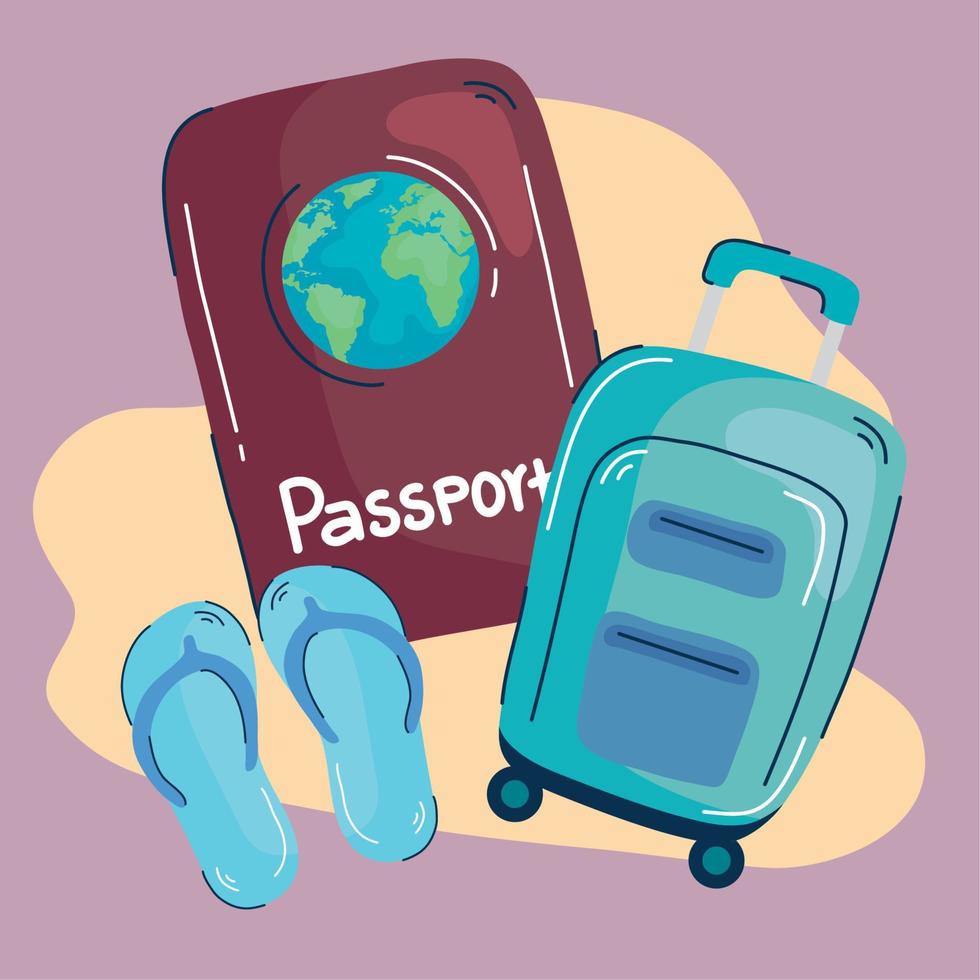 pasaporte y maleta vector