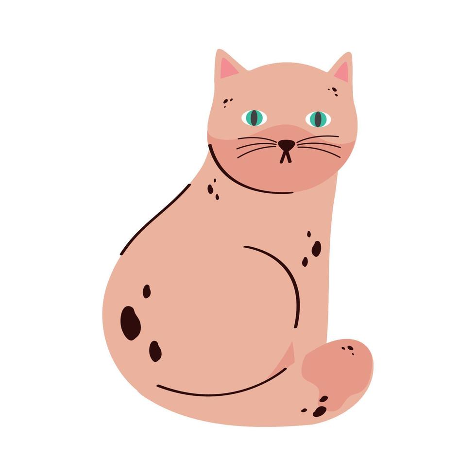 cute pink cat pet vector