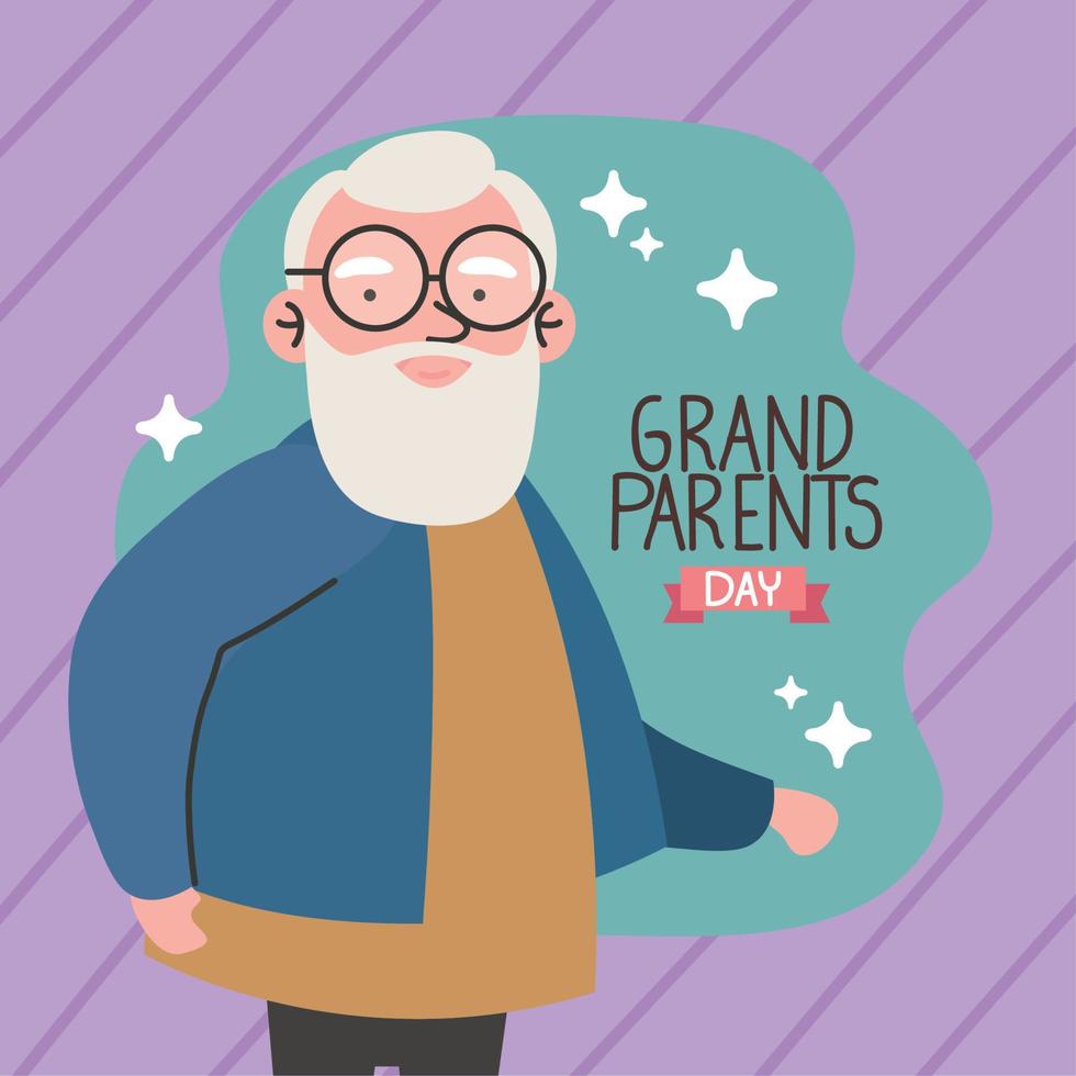 grandparents day lettering with grandpa standing vector