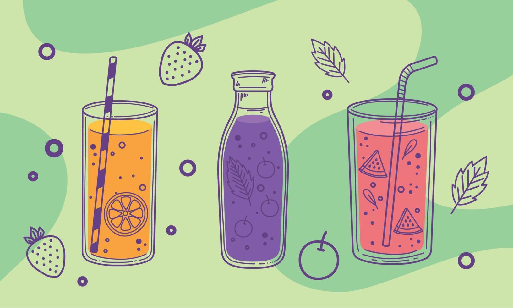 detox orange and watermelon with blueberries vector
