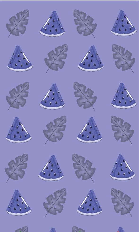 watermelons and leafs pattern vector