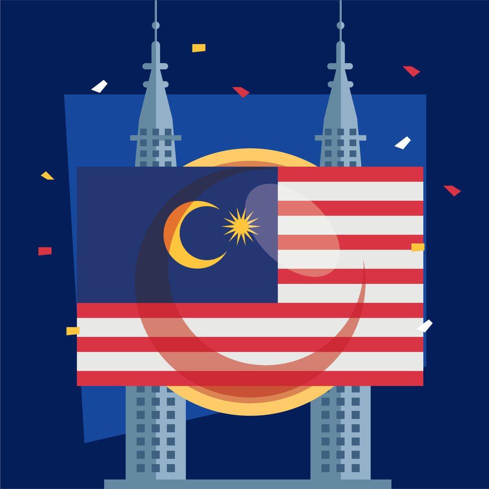 petronas towers with flag vector
